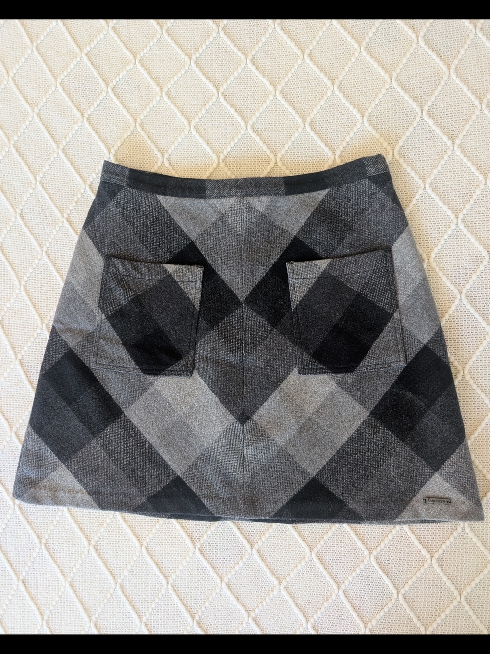 Superdry Plaid Wool Blend Lined Mini Skirt
